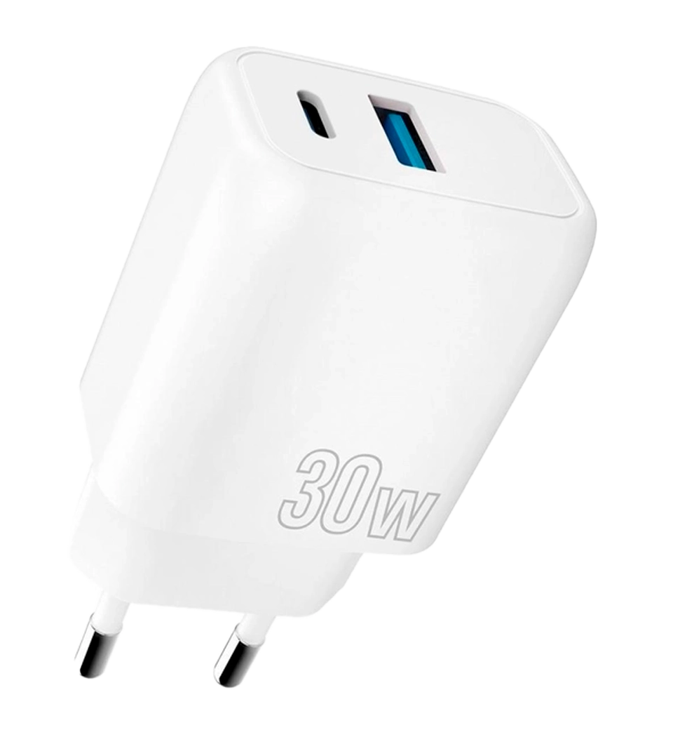 Адаптер Proove Silicone Power Plus 30W (Type-C + USB) (white)
