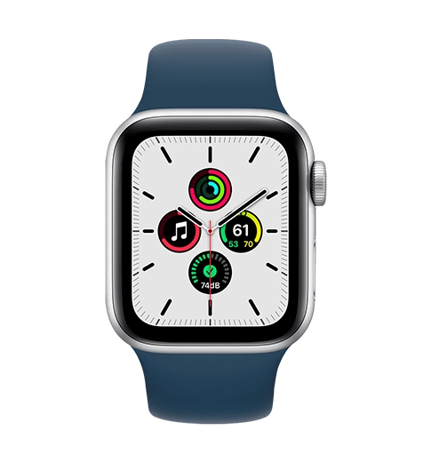 Смарт-годинник Apple Watch SE 44mm Silver Aluminum Case with Abyss Blue Sport Band (MKQ43)
