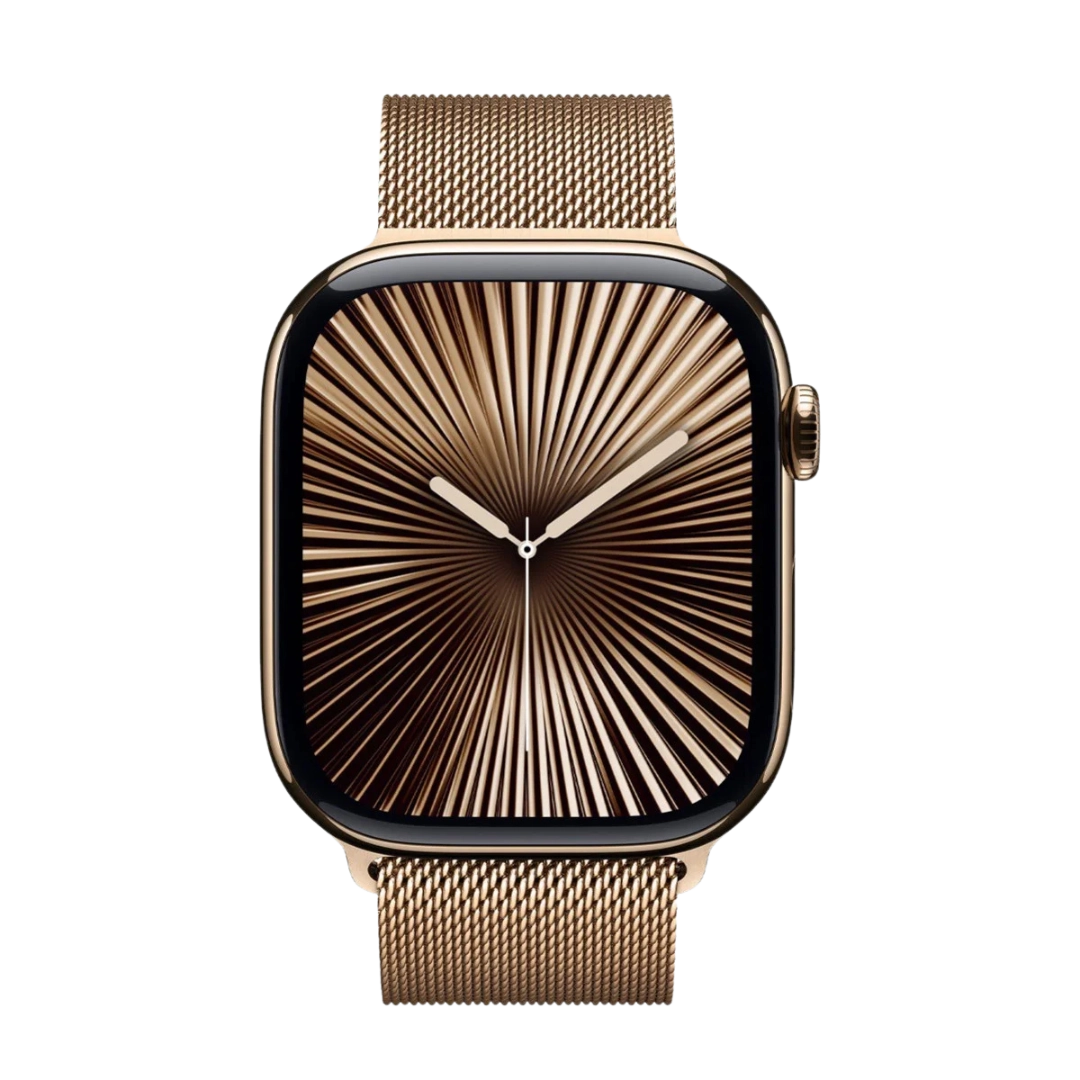 Apple Watch Series 10 42mm Gold Titanium Case with Gold Milanese Loop (MX083)