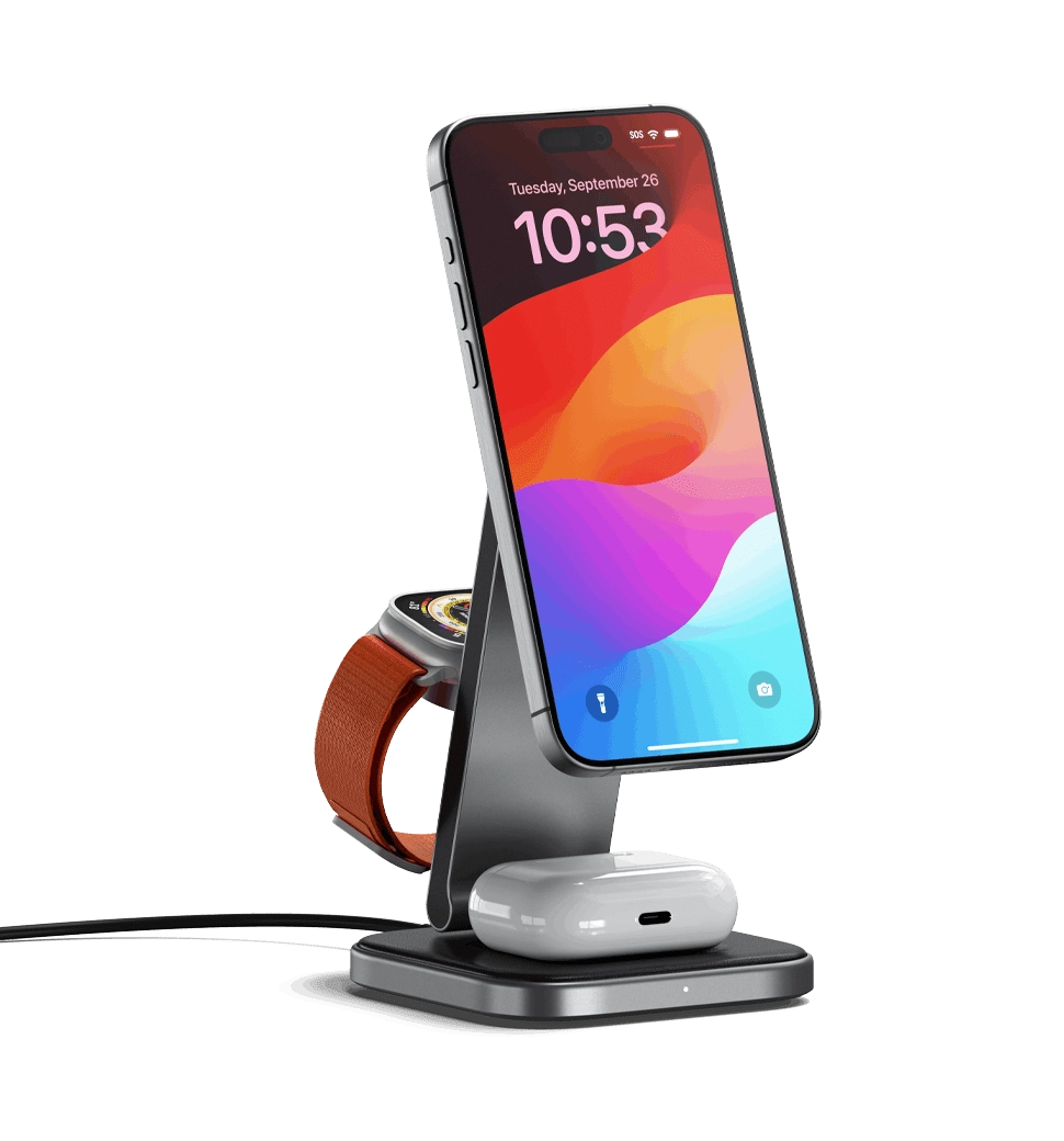 Зарядное устройство Satechi 3-in-1 Foldable Qi2 Wireless Charging Stand Space Gray (ST-Q31FM-EA)