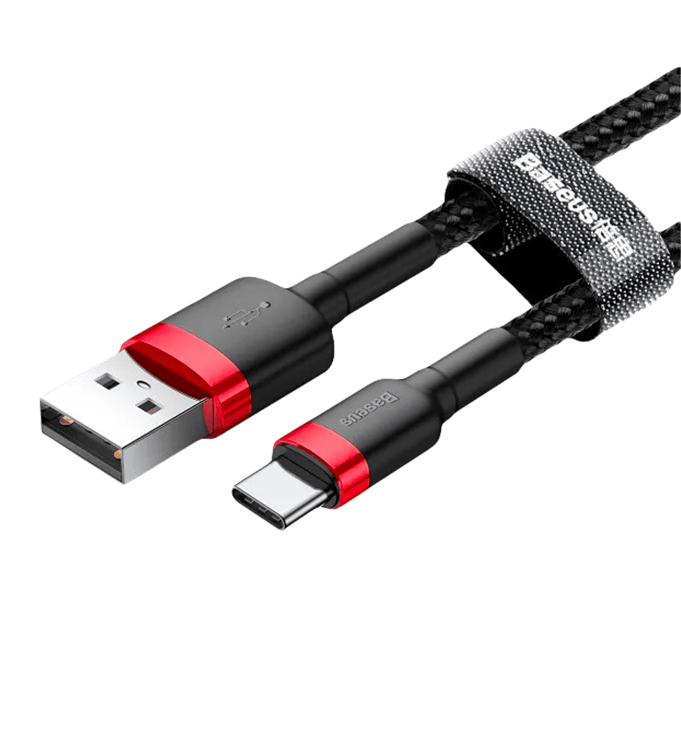 Кабель USB Type-C Baseus Cafule Cable USB For Type-C 3A 1M Red+Black (CATKLF-B91)