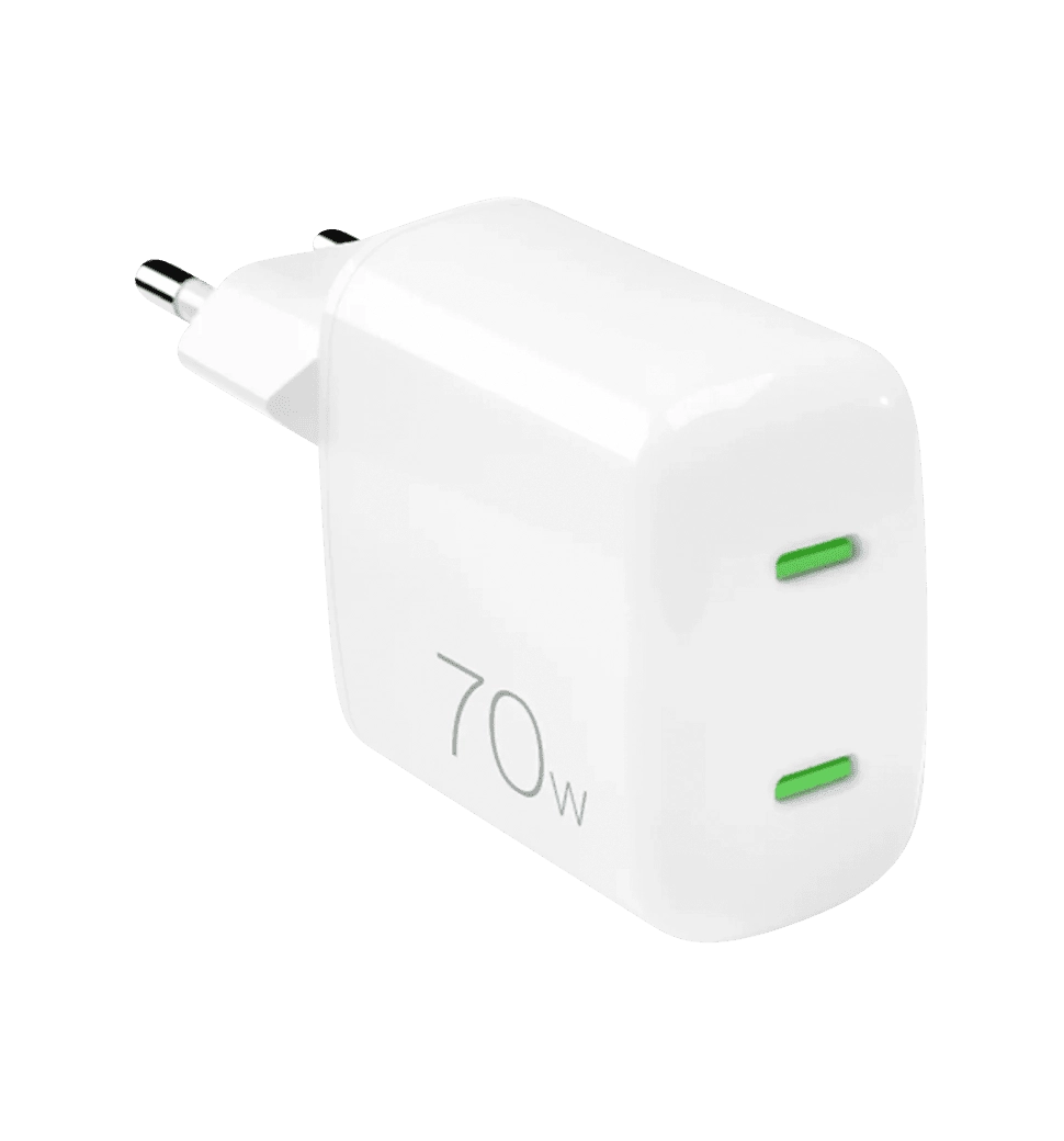 Адаптер Puro GaN Wall Charger with 2 USB-C ports, 70W, white PUFCMTCUSBCC70WGWHI