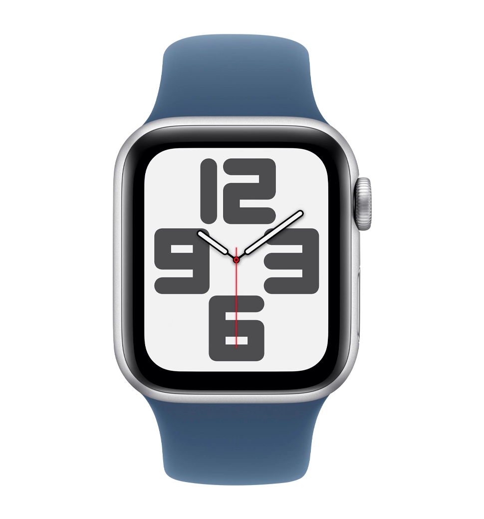 Apple Watch SE 2 2024 40mm Silver Aluminium Case with Denim Sport Band S/M (MXEC3)