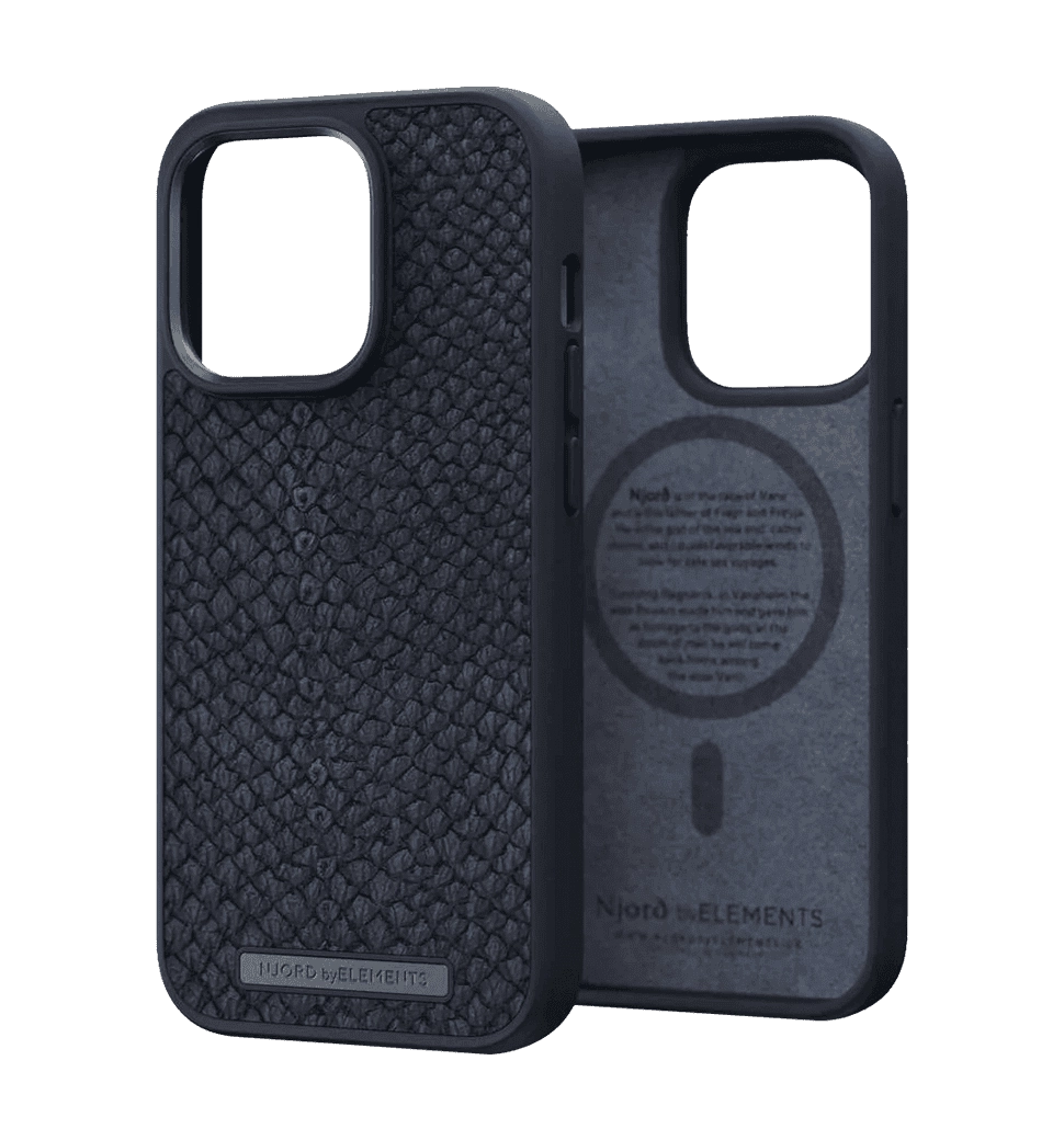 Чехол Njord Salmon Leather MagSafe Case Black для iPhone 14 Pro (NA43SL00)