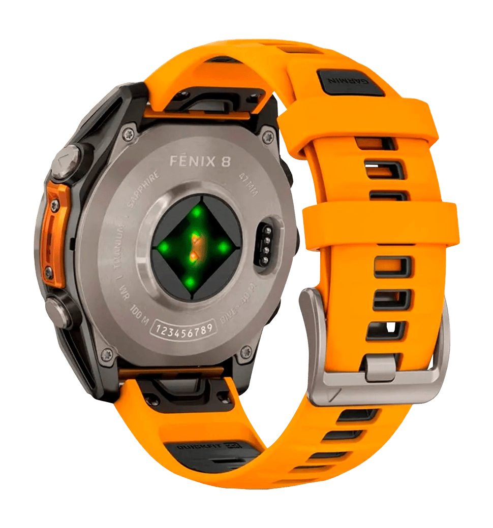 Спортивные часы Garmin Fenix 8 47mm AMOLED Sapphire Titanium w. Spark Orange/Graphite Silicone Band