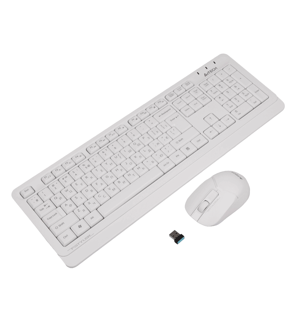 A4Tech Fstyler FG1012, комплект бездротовий клавіатура з мишою, колір білий