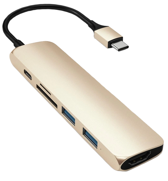 Xaб Satechi Aluminum Type-C Slim Multi-Port Adapter 4K V2 Gold (ST-SCMA2G)