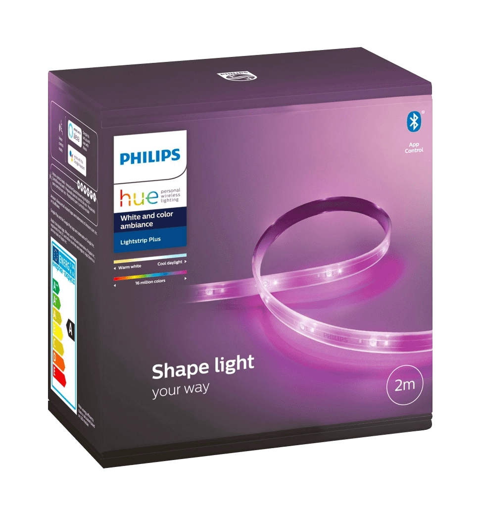 Стрічка світлодіодна розумна Philips Hue Plus, 0.5W(20Вт), 2000K-6500K, RGB, ZigBee, димування, базовий комплект, б/живл, 2м