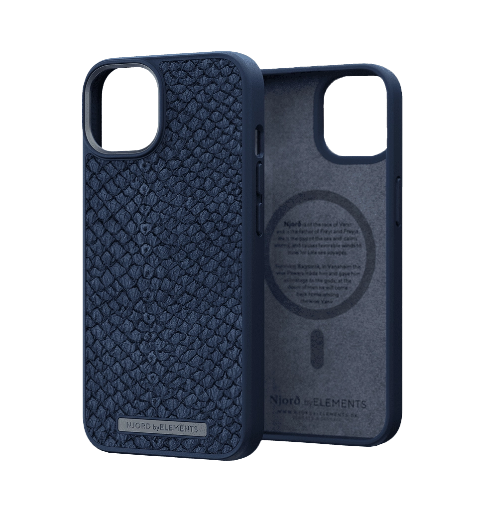 Чехол Njord Salmon Leather MagSafe Case Blue для iPhone 14 (NA41SL01)