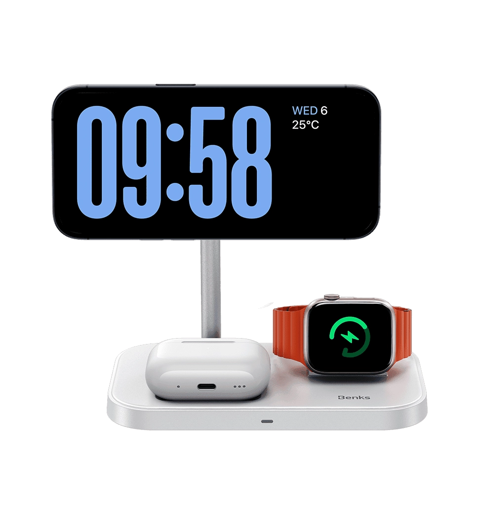 Зарядна станція Benks W16 3 in 1 wireless charger stand White 23W (C.D.SP.00.WE.0043)