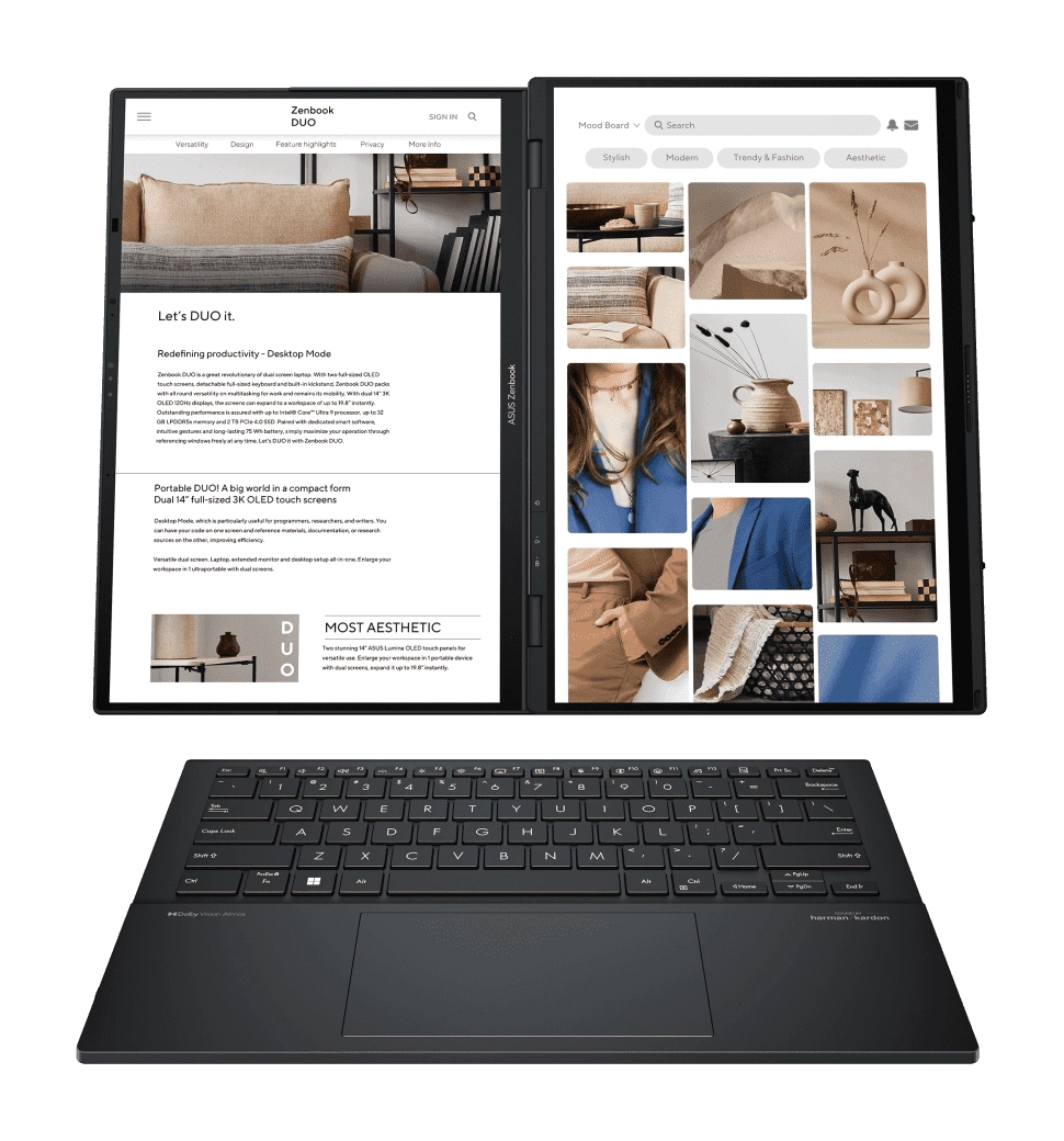 Ноутбук 14" ASUS Zenbook DUO (2024) OLED UX8406MA-QL405W/Intel Ultra 7-155H/32GB/1TB SSD/Intel Arc/W
