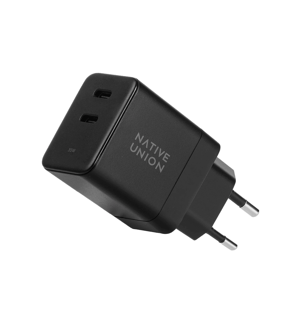 Зарядний пристрій Native Union Fast GaN Charger PD 35W Dual USB-C Port Black (FAST-PD35-BLK-EU)