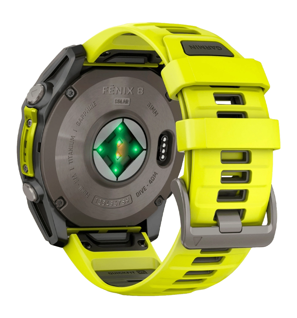 Спортивний годинник Garmin Fenix 8 51mm Solar Sapphire Titanium w. Amp Yellow/Graphite Silicone Band (010-02907-20/21)