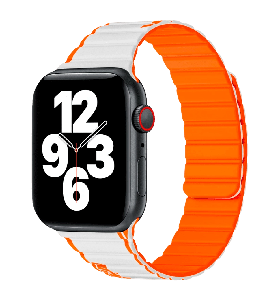 Ремінець Wiwu для Apple Watch 42/44/45/49mm Smart Magnetic silicone watch band White-Orange