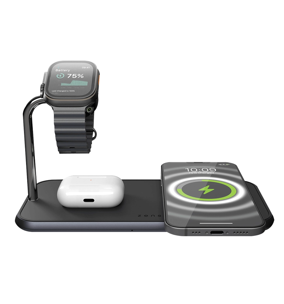Зарядная станция Zens Dual + Watch Aluminium Wireless Charger Black (ZEDC05BM/00)