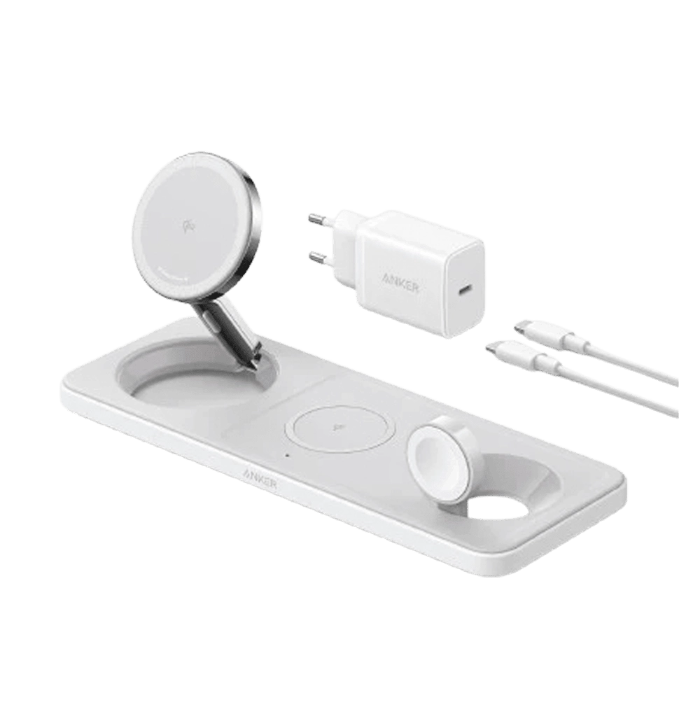 Бездротова зарядна станція ANKER MagGo Wireless Charging Station 15W 3-in-1 Pad (Білий)