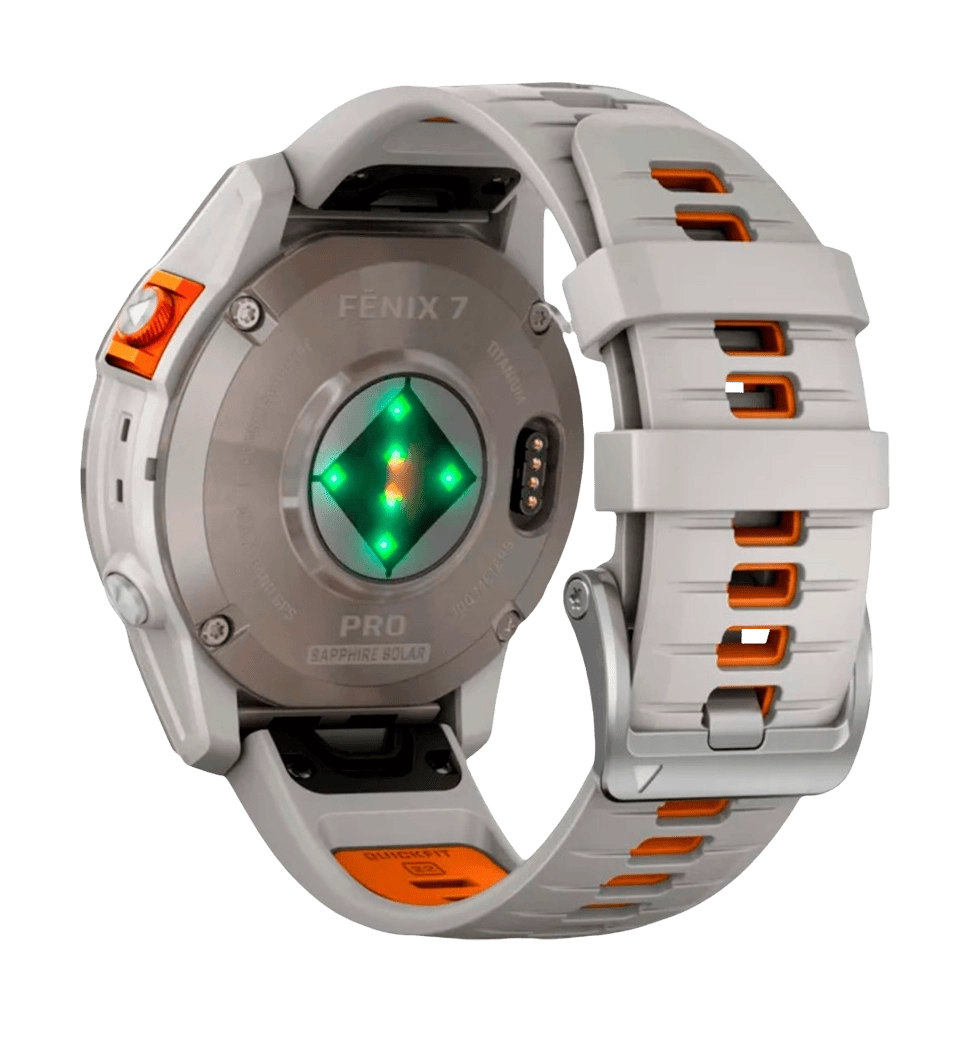 Смарт-часы Garmin Fenix 7 Pro Sapphire Solar Titanium w. Fog Gray/Ember O. Band (010-02777-20/21) UA