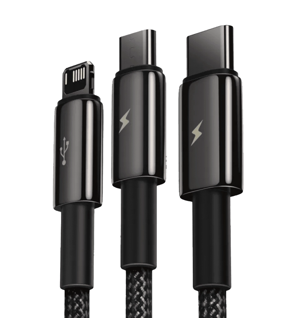 Кабель Baseus Tungsten Gold One-for-three Fast Charging Data 3-in-1 (1.5m) (black)(CAMLTWJ-01)