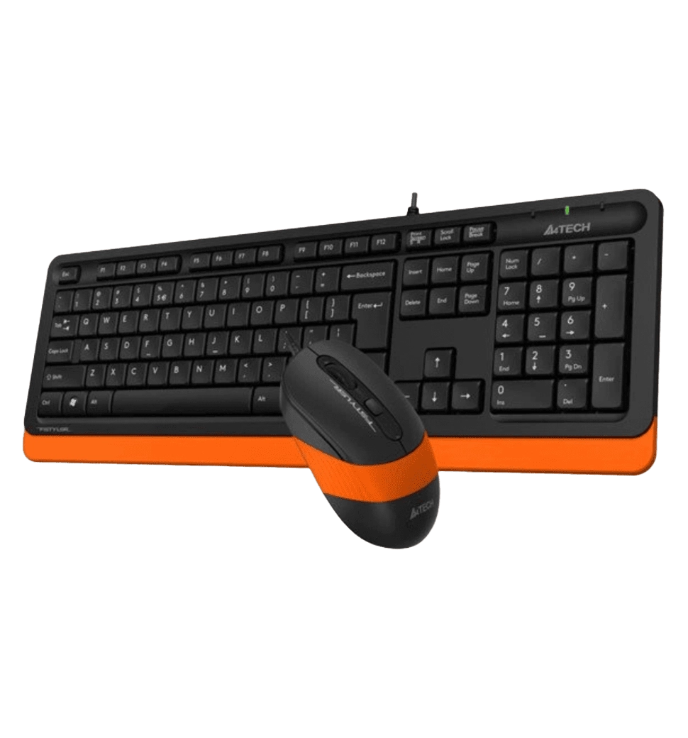 A4Tech Fstyler F1010, комплект дротовий клавіатура з мишою, USB, чорний+помаранчевий колір