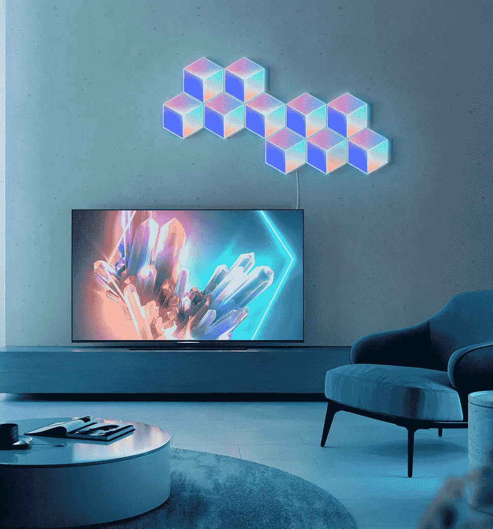 Набір настінних світильників Govee H6066 Glide Hexa Pro LED Light Panels, 10шт, RGBIC, WI-FI/Bluetooth, білий (H6066302)