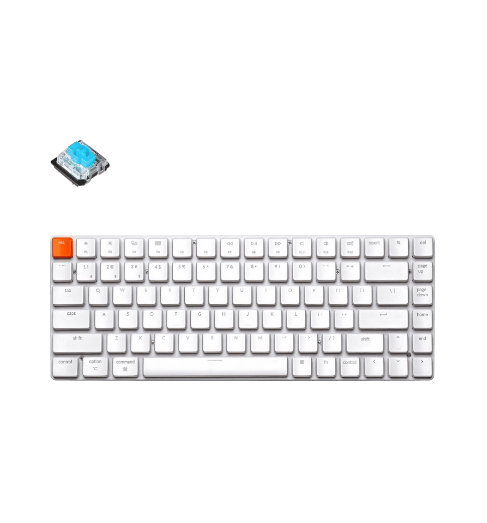 Клавиатура механическая Keychron K3 84Key, Gateron Blue, BT/USB-A, Low Profile, EN/UKR, No Led, Белая
