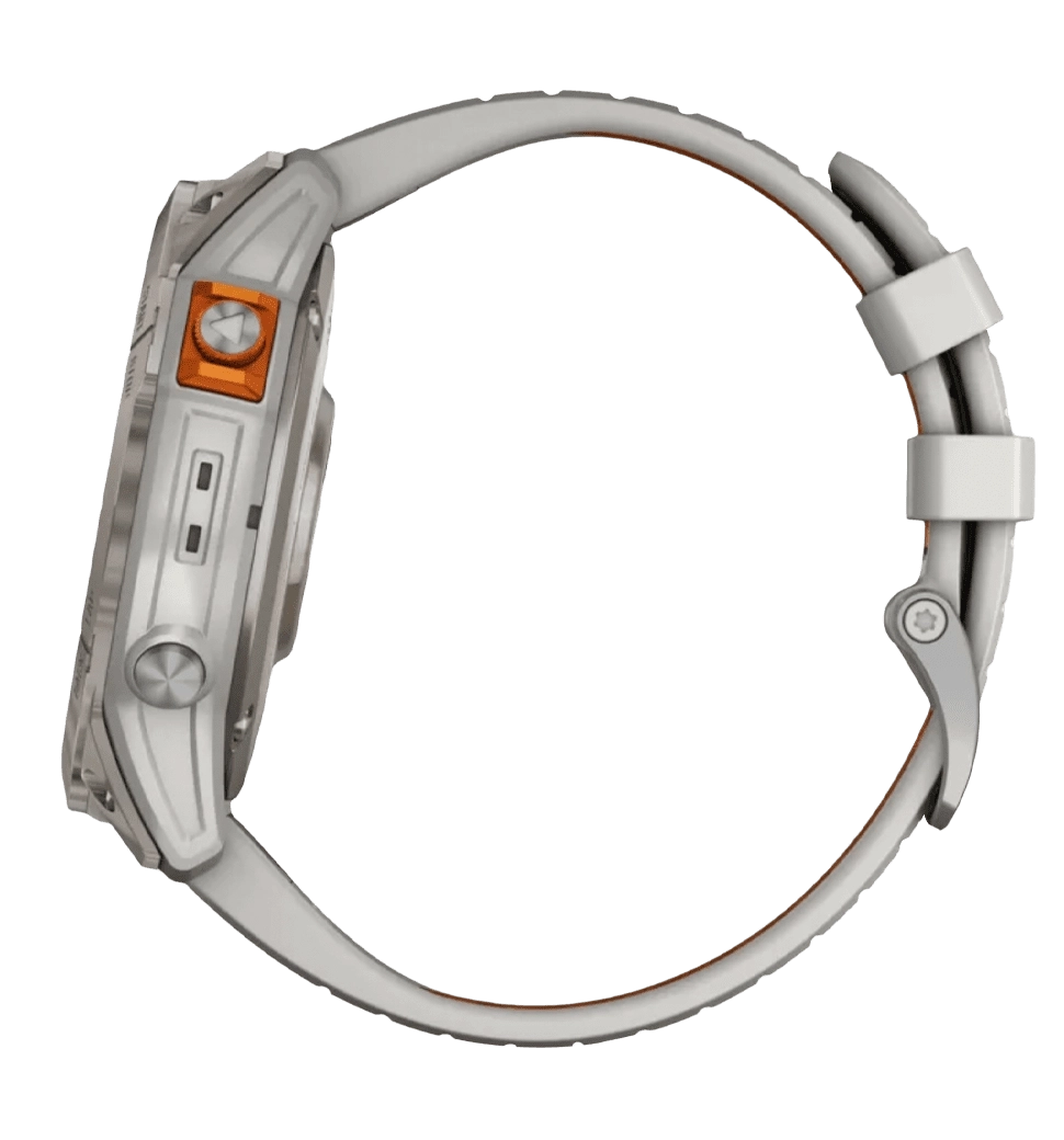Смарт-часы Garmin Fenix 7X Pro Sapphire Solar Titanium w. Fog Gray/Ember O. Band (010-02778-14/15/64) UA