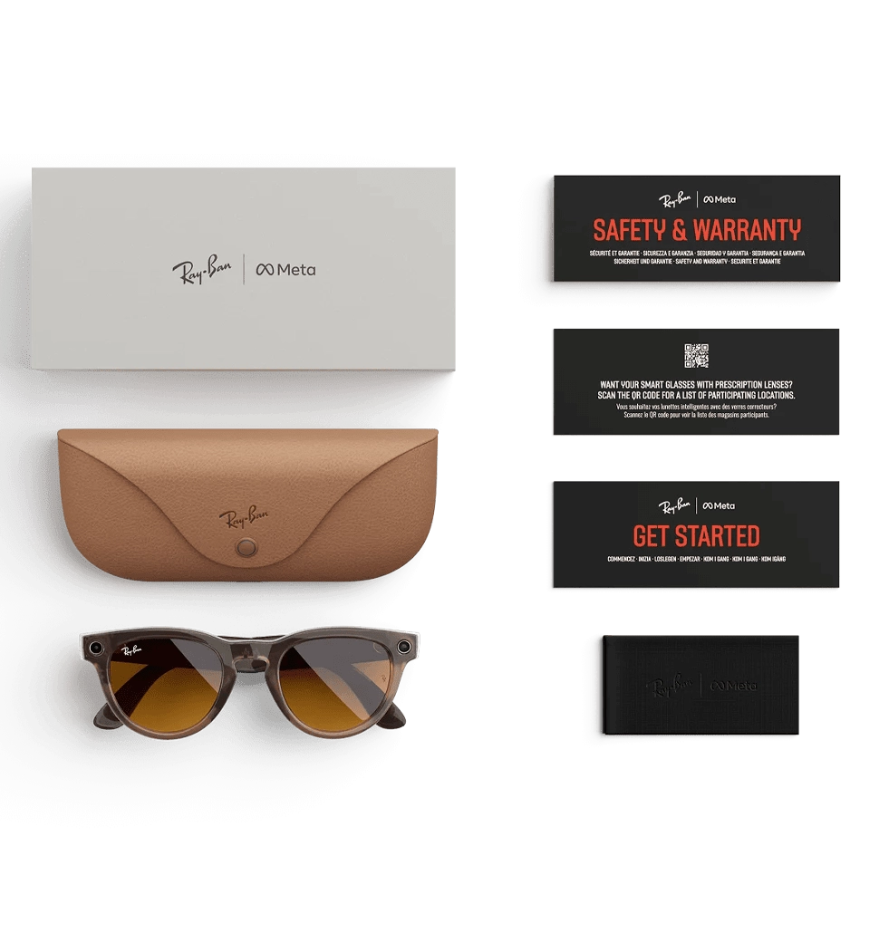 Смарт-очки Ray-Ban Meta Headliner Shiny Warm Stone Frame Clear/Clear Lenses (RW4009 6705ZX 50-23)