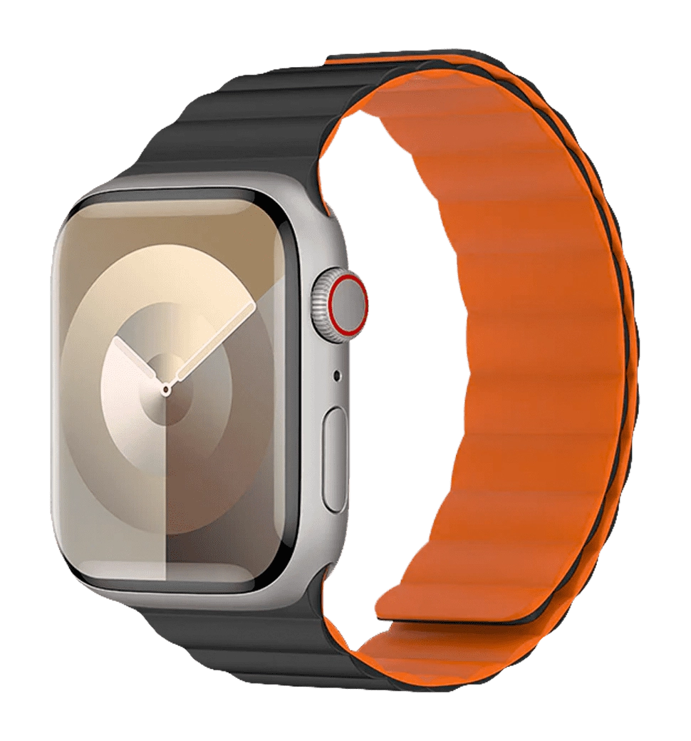 Ремешок Benks Magnetic Silicone Watch Band 38/40/41 mm Black with Orange