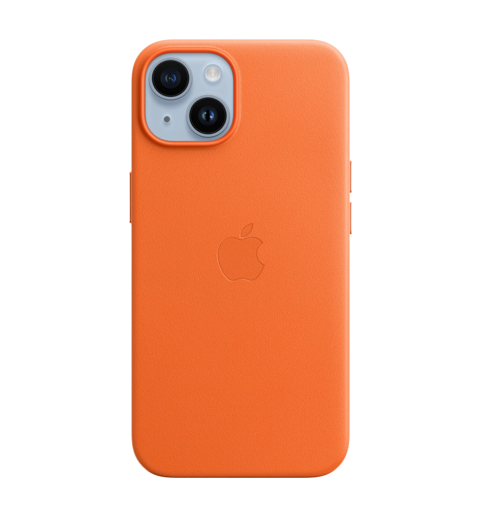 Чехол кожаный iPhone 14 Leather Case with MagSafe Orange (MPP83)