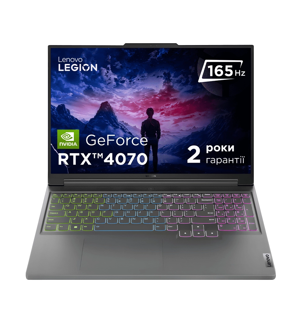 Ноутбук 16" LENOVO Legion Slim 5 16APH8 (82Y900AXRA)/AMD R7 7840HS/32GB/1TB SSD/RTX4070-8GB/DOS/Grey