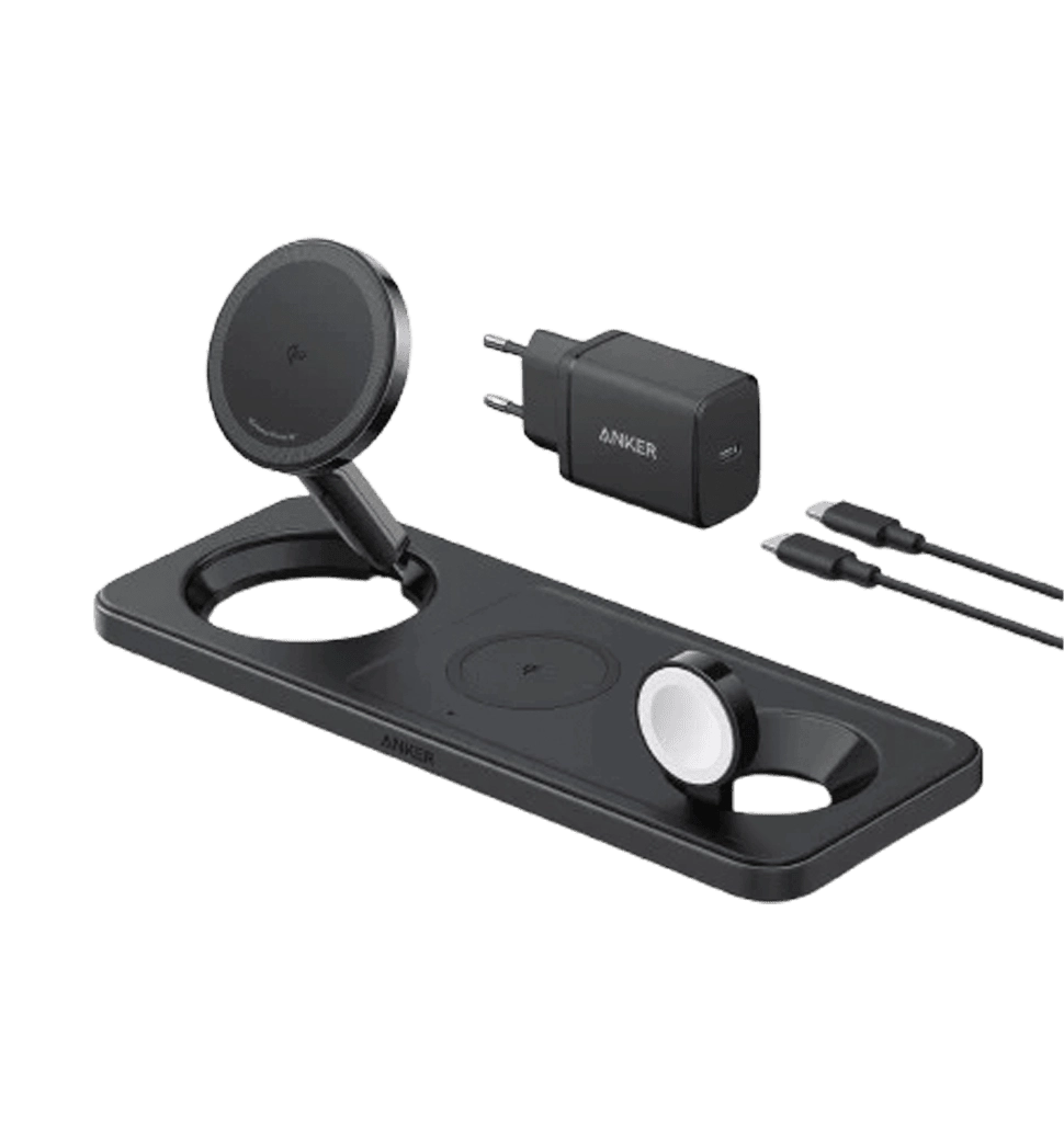 Бездротова зарядна станція ANKER MagGo Wireless Charging Station 15W 3-in-1 Pad (Чорний)