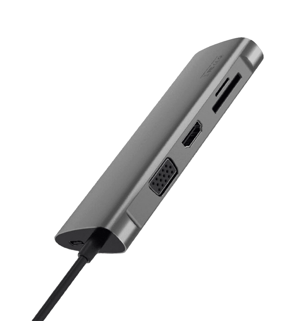 WIWU Alpha 11 in 1 Type C 3*USB, HDMI, VGA, Type c, RJ45, 3.5 mm, SD, micro SD Gray