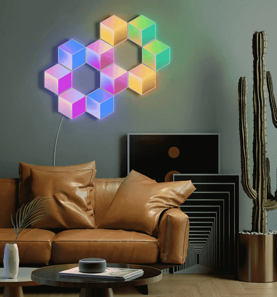 Набір настінних світильників Govee H6066 Glide Hexa Pro LED Light Panels, 10шт, RGBIC, WI-FI/Bluetooth, білий (H6066302)