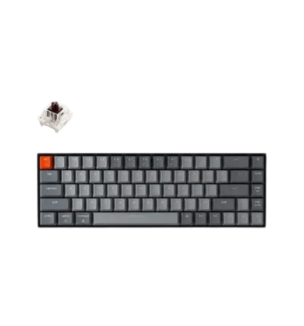 Клавиатура механическая Keychron K6 68Key, Gateron G Pro Brown, Hot-swap, BT/USB-A, EN/UKR, RGB, чорний