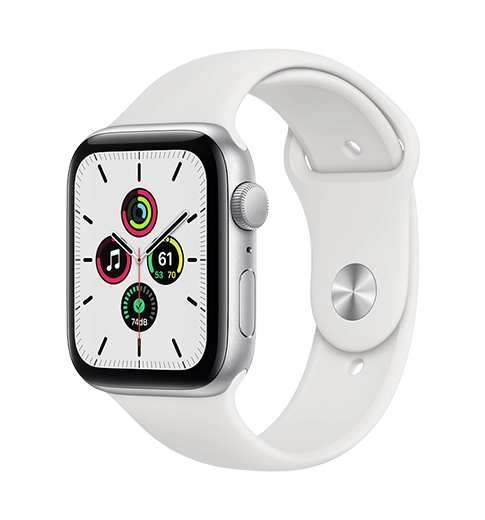 Смарт-годинник Apple Watch SE 44mm Silver Aluminum Case with White Sport Band (MYDQ2)