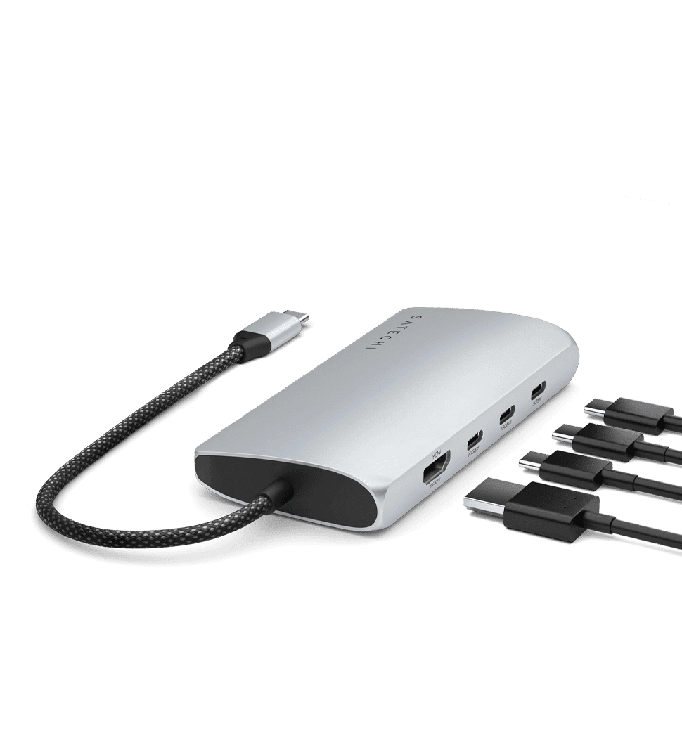 Satechi USB-C Multiport Adapter 8K with Ethernet V3 Silver (ST-P8KES)