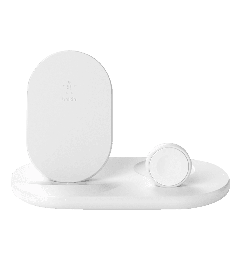 Бездротовий ЗП Belkin 3in1 Wireless Pad/Stand/Apple Watch white (WIZ001VfWH)