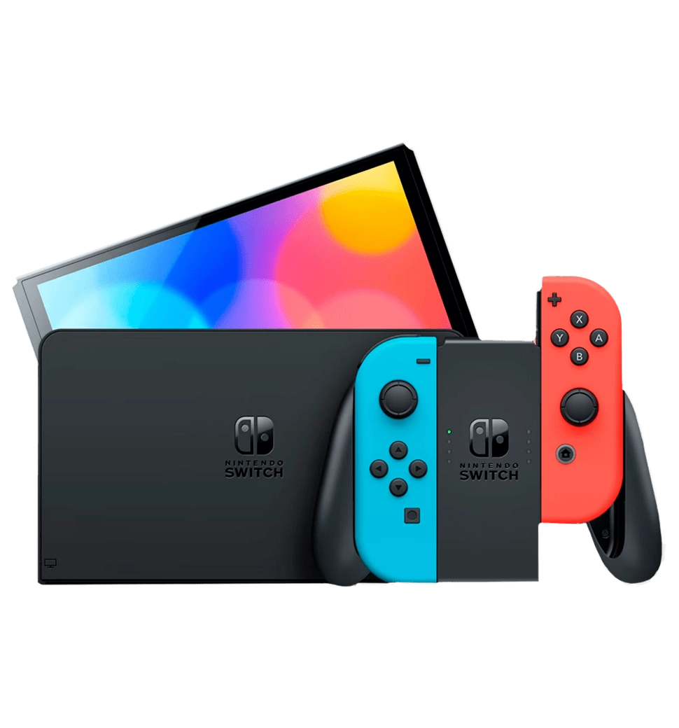 Портативная игровая приставка Nintendo Switch OLED with Neon Blue and Neon Red Joy-Con
