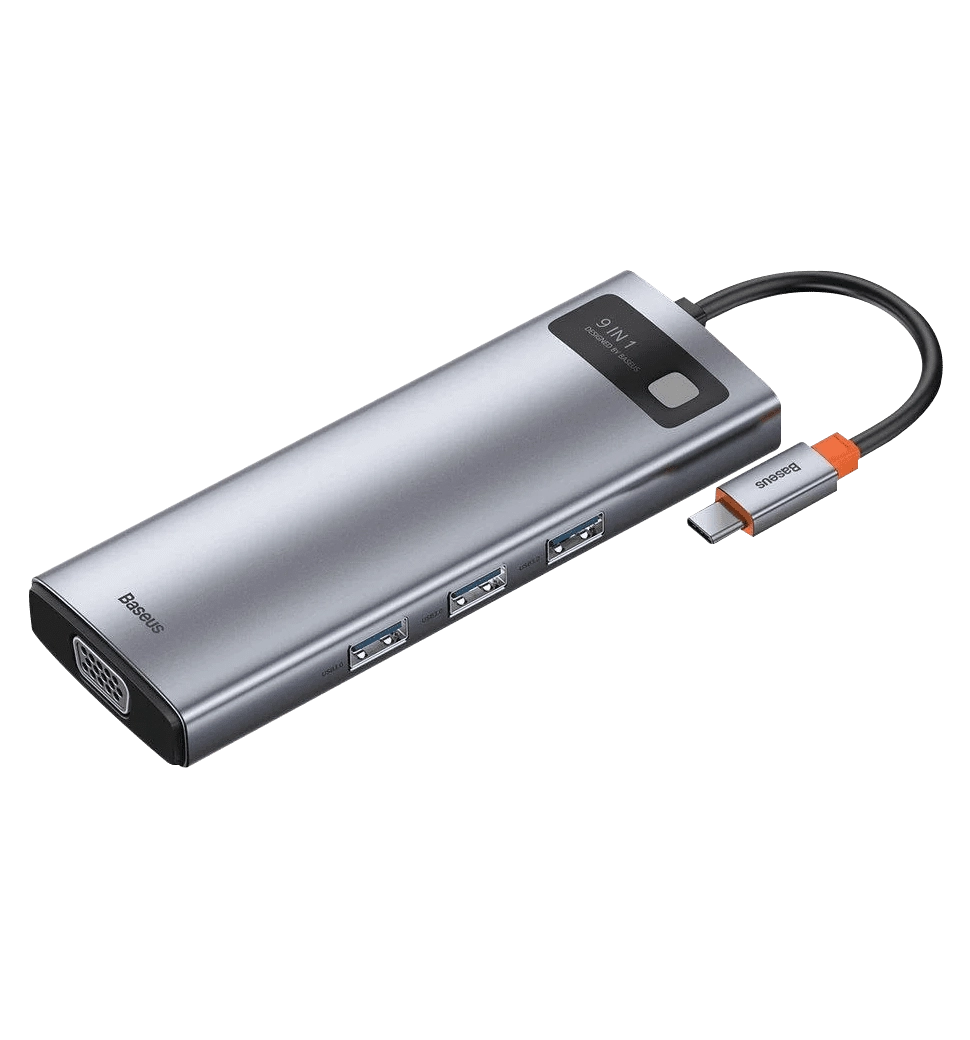 Хаб Baseus Multifunctional Metal Gleam 9-in-1 Type-C (Gray) (CAHUB-CU0G)