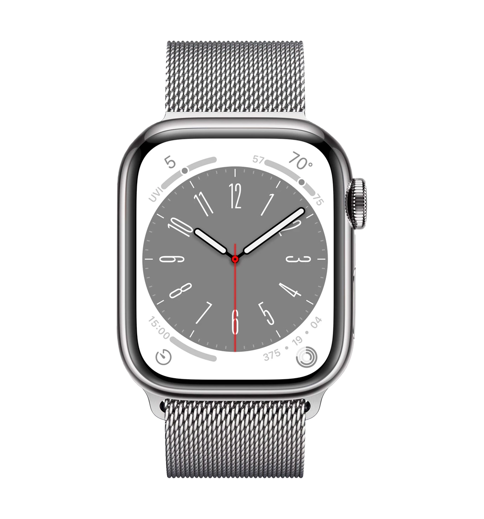 Смарт-часы Apple Watch Series 8 45mm Silver Stainless Steel Case with Milanese Loop (MNKG3)