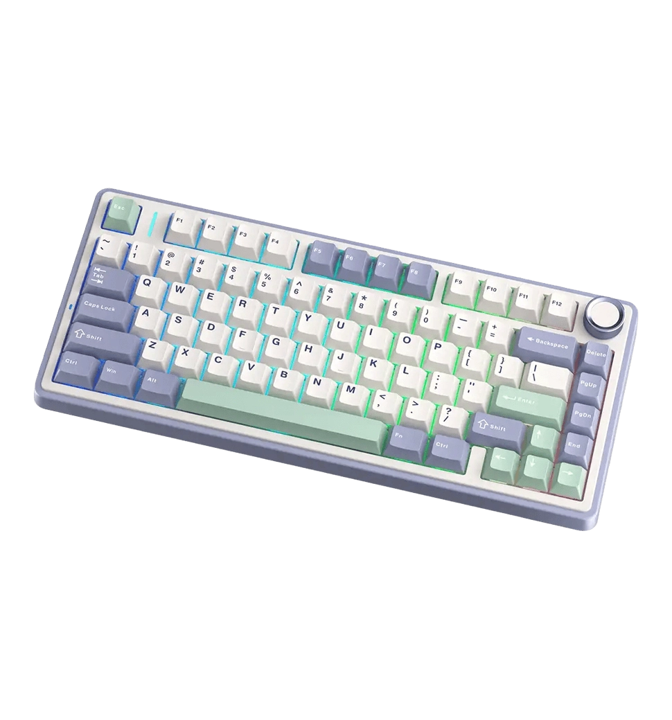 Игровая клавиатура AULA F75 Gasket Greywood V3 switch Hot-Swap, PBT, 2.4G wireless, BT, white