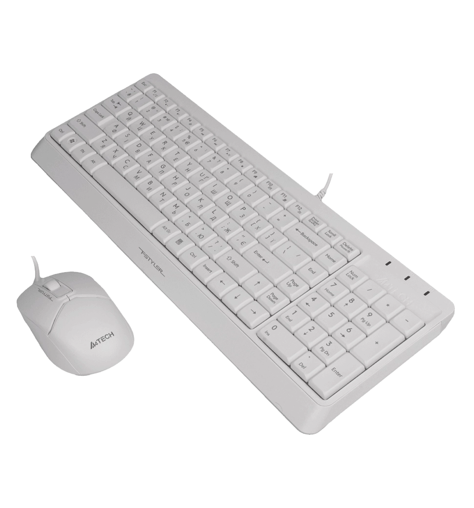 A4Tech Fstyler F1512 , комплект дротовий клавіатура з мишою, USB, білий колір