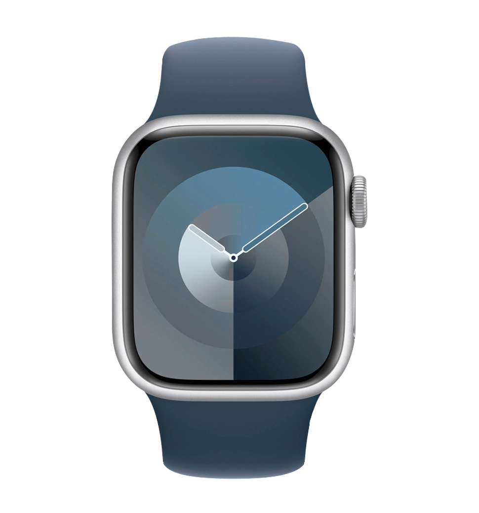 Apple Watch Series 9 41mm Silver Aluminum Case with Storm Blue Sport Band M/L (MR913)