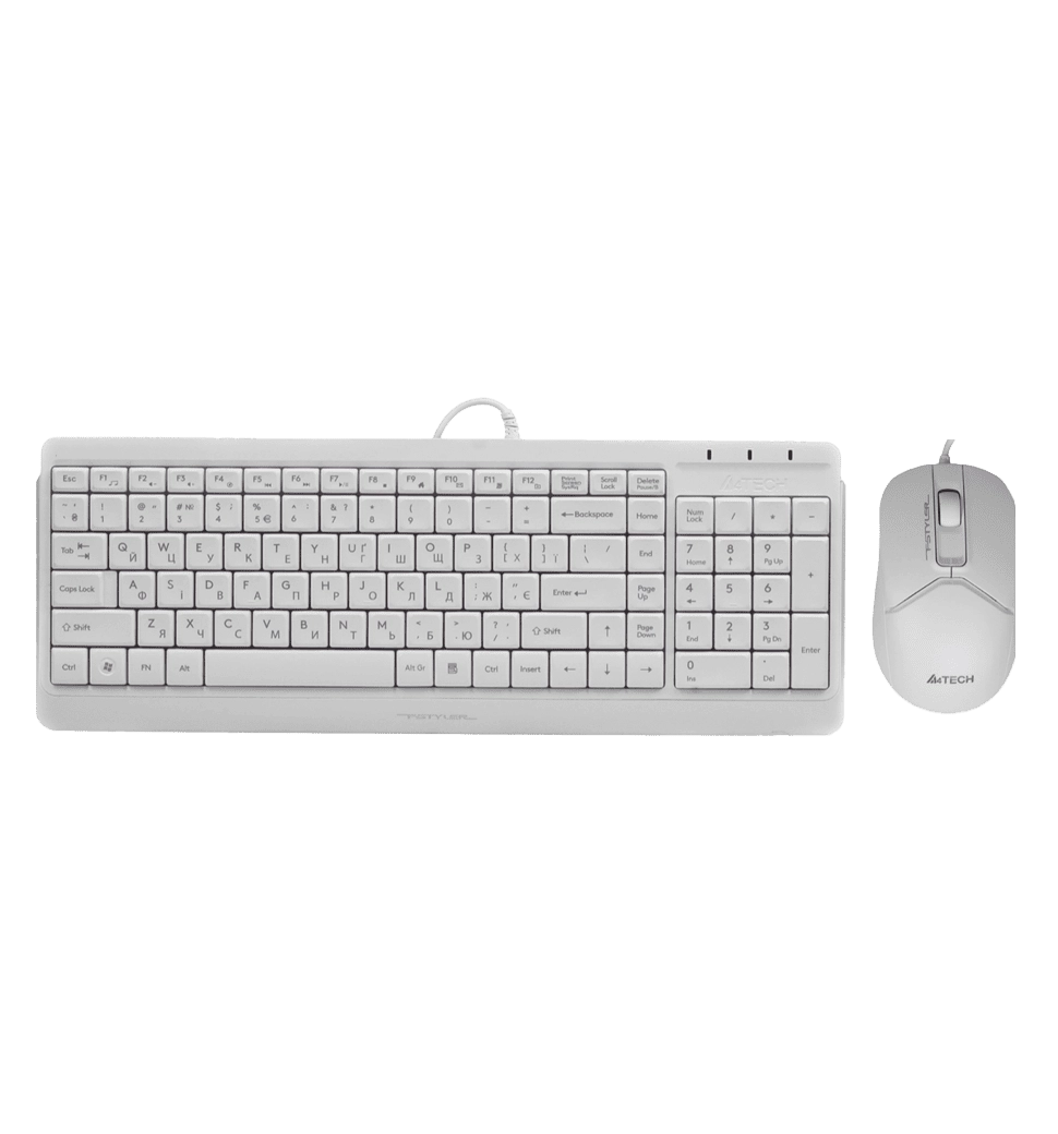 A4Tech Fstyler F1512 , комплект дротовий клавіатура з мишою, USB, білий колір