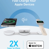 Бездротова зарядна станція ANKER MagGo Wireless Charging Pad 15W 3-in-1 Foldable (Білий)