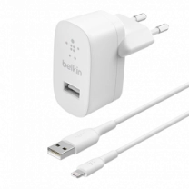 Адаптер Belkin 12W USB-A 2.4A, Lightning 1m, white (WCA002vf1MWH)