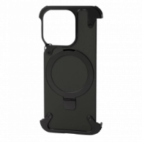 Чехол Leather Metal Frame MagSafe for iPhone 15 Pro Black