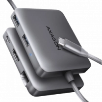 Хаб концентратор AXAGON HMC-5HL USB-C 5Гбіт/с SuperSpeed 5in1 hub, Сірий