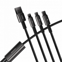 Кабель Baseus Tungsten Gold Одна-для трех Fast Charging Data 3-in-1 (1.5m) (black)(CAMLTWJ-01)