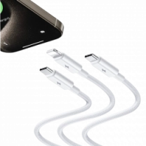 Кабель Benks D46 3in1 USB A toType-C*2 ,Lighting White (60W)